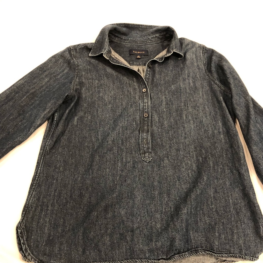 Talbots denim popover 3/4 sleeve shirt size medium